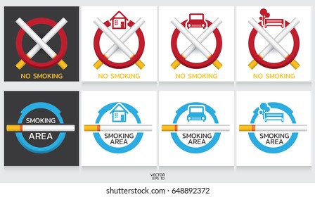 No smoking and Smoking area symbol set.