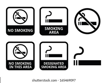 No smoking, smoking area vector icons set