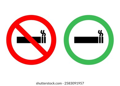 No Smoking and Smoking attention sign Symbol. No Smoking and Smoking area Vector Illustration.