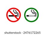 No Smoking and Smoking Attention Signs. Isolated Symbols of Cigarette Restriction Symbols
