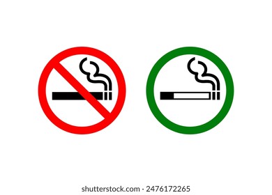 No Smoking and Smoking Attention Signs. Isolated Symbols of Cigarette Restriction Symbols