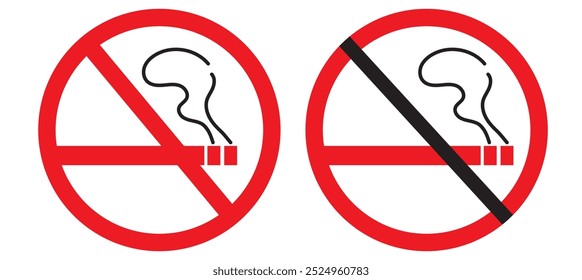 No Smoking and Smoking Attention Signs. Isolated Symbols of Cigarette Restriction Symbols