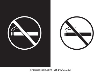 No Smoking Attention Signs. Isolated Symbols of Cigarette Restriction Symbols