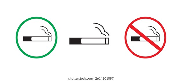 No Smoking and Smoking Attention Signs. Isolated Symbols of Cigarette Restriction Symbols