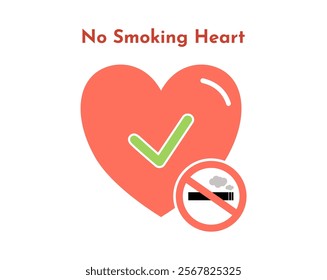 No smoking awareness for heart health icon illustration.