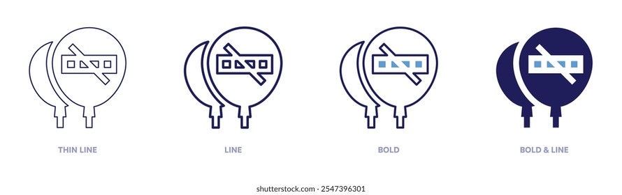 No smoking balloons icon in 4 different styles. Thin Line, Line, Bold, and Bold Line. Duotone style. Editable stroke.