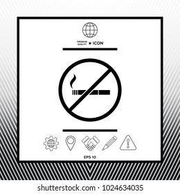 No smoking, smoking ban icon. Cigarette - prohibiting sign