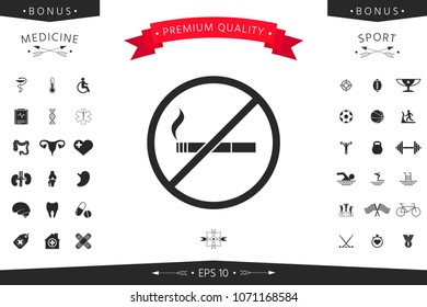 No smoking, smoking ban icon. Cigarette - prohibiting sign