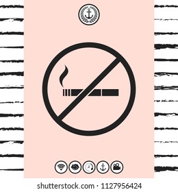 No smoking, smoking ban icon. Cigarette - prohibiting sign