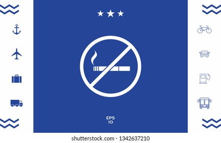 No smoking, smoking ban icon. Cigarette - prohibiting sign