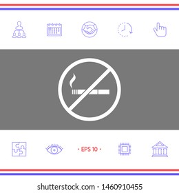 No smoking, smoking ban icon. Cigarette - prohibiting sign