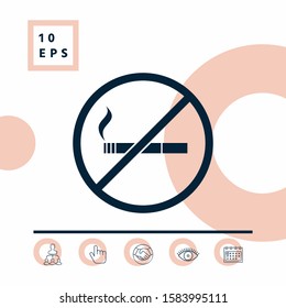 No smoking, smoking ban icon. Cigarette - prohibiting sign