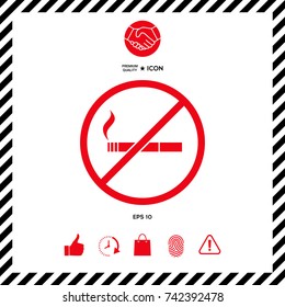 No smoking, smoking ban icon. Cigarette - prohibiting sign