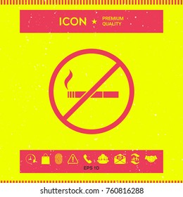 No smoking, smoking ban icon. Cigarette - prohibiting sign