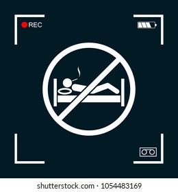 No smoking in bed - prohibition icon