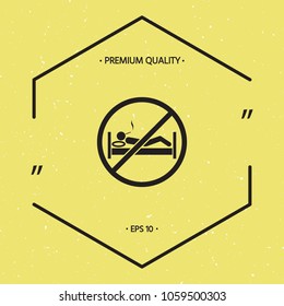 No smoking in bed - prohibition icon
