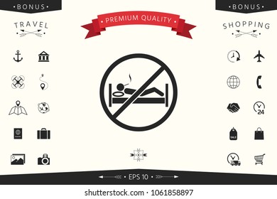 No smoking in bed - prohibition icon