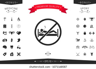 No smoking in bed - prohibition icon
