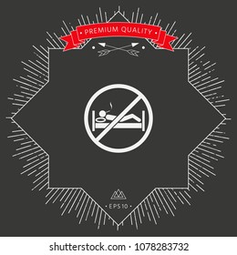 No smoking in bed - prohibition icon