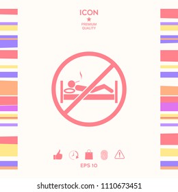 No smoking in bed - prohibition icon