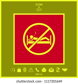 No smoking in bed - prohibition icon
