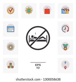No smoking in bed - prohibition icon. Graphic elements for your design