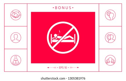 No smoking in bed - prohibition icon. Graphic elements for your design