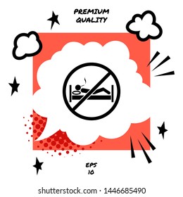 No smoking in bed - prohibition icon