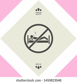 No smoking in bed - prohibition icon. Graphic elements for your design