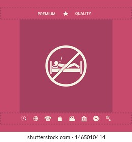 No smoking in bed - prohibition icon. Graphic elements for your design