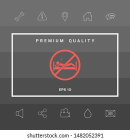 No smoking in bed - prohibition icon. Graphic elements for your design