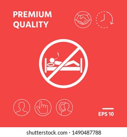 No smoking in bed - prohibition icon. Graphic elements for your design