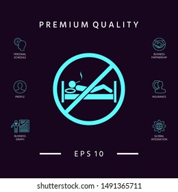 No smoking in bed - prohibition icon. Graphic elements for your design