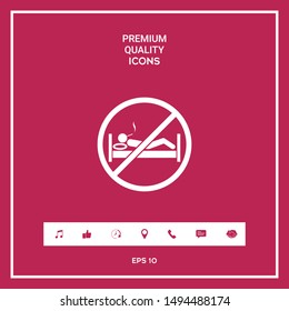 No smoking in bed - prohibition icon. Graphic elements for your design