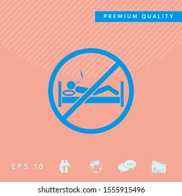 No smoking in bed - prohibition icon. Graphic elements for your design