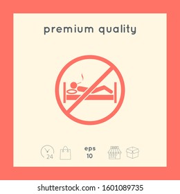 No smoking in bed - prohibition icon. Graphic elements for your design