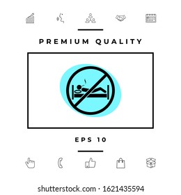 No smoking in bed - prohibition icon. Graphic elements for your design
