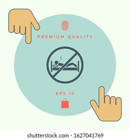 No smoking in bed - prohibition icon. Graphic elements for your design