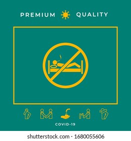 No smoking in bed - prohibition icon. Graphic elements for your design