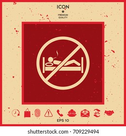 No smoking in bed - prohibition icon
