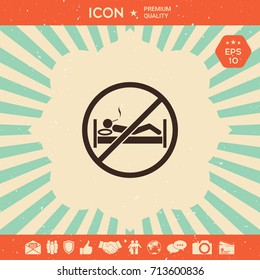 No smoking in bed - prohibition icon