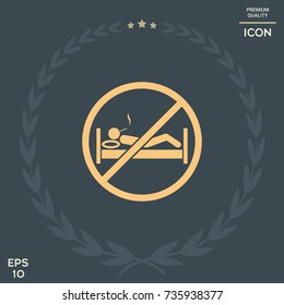 No smoking in bed - prohibition icon