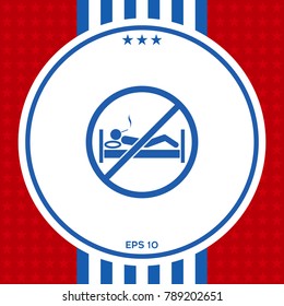 No smoking in bed - prohibition icon