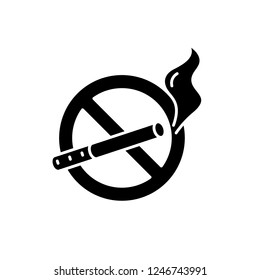 No smoking black icon, vector sign on isolated background. No smoking concept symbol, illustration 