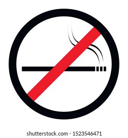No smoking black sign with red stripe on a white background, vector