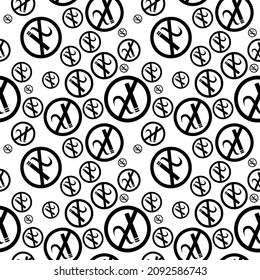 No Smoking Black and white seamless pattern vector Uses For Printing Tshirts And banners.