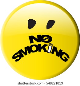 no smoking button with a bad looking face