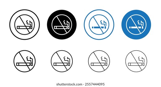 No Smoking cigarette icon logo sign set vector outline