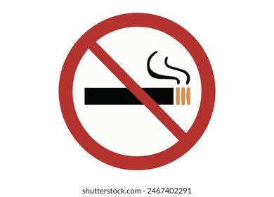 No Smoking cigarette icon, red Forbidden Ban sign. Cancer diseases caused by smoking. Do not Smoke here awareness label Attention. World No Tobacco Day no vaping concept.