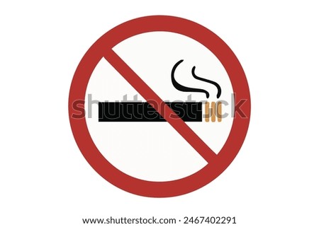 No Smoking cigarette icon, red Forbidden Ban sign. Cancer diseases caused by smoking. Do not Smoke here awareness label Attention. World No Tobacco Day no vaping concept.